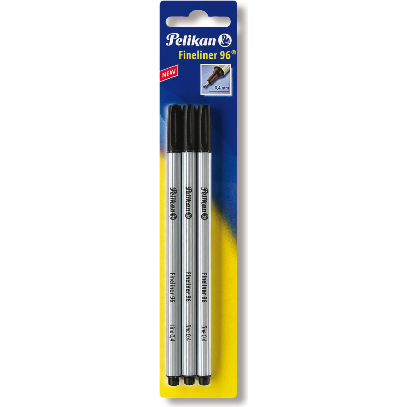 Pelikan Fineliner 96, Schwarz, metallummantelte Spitze, dokumentenechte lichtbeständige Tinte