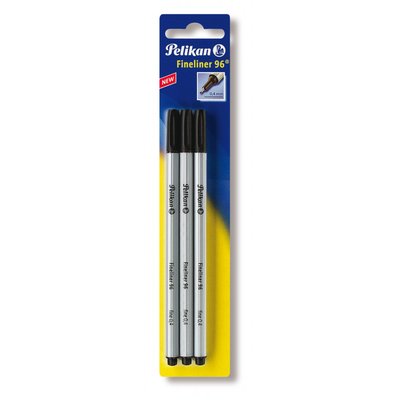 Pelikan Fineliner 96, Schwarz, metallummantelte Spitze, dokumentenechte lichtbeständige Tinte