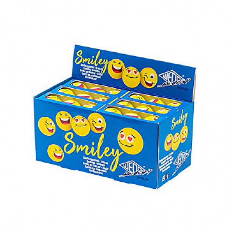 WEDO SMILEY Radiergummi, gelb, 3 Designs in einer Box