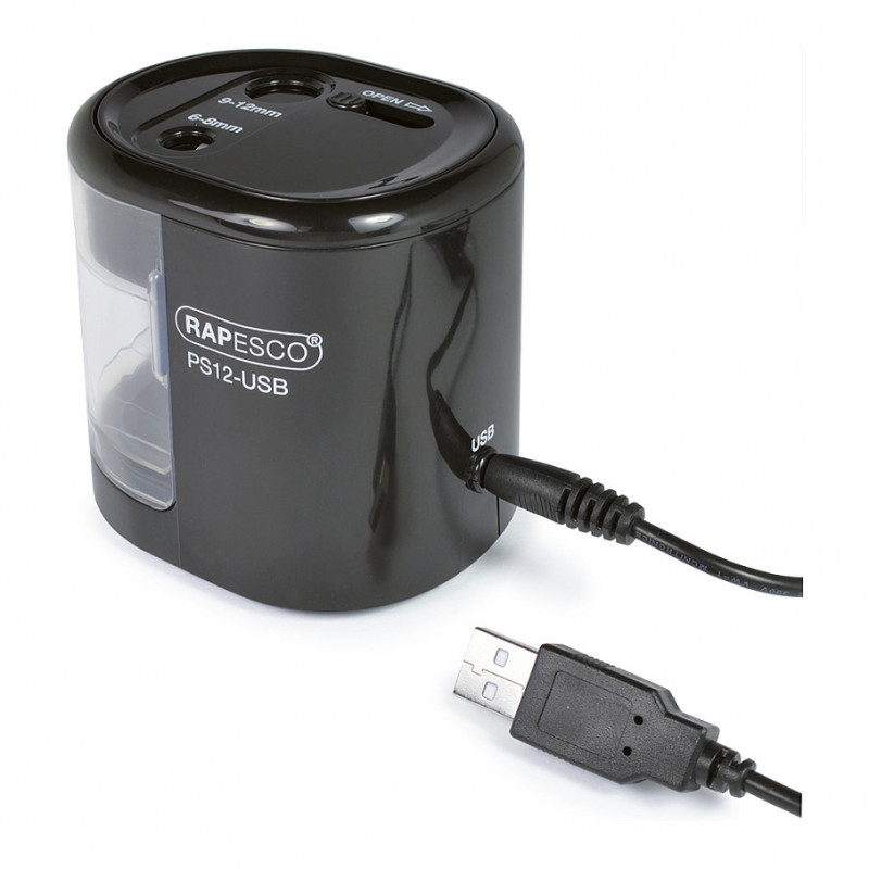 RAPESCO® elektrischer Bleistiftspitzer schwarz/transparent