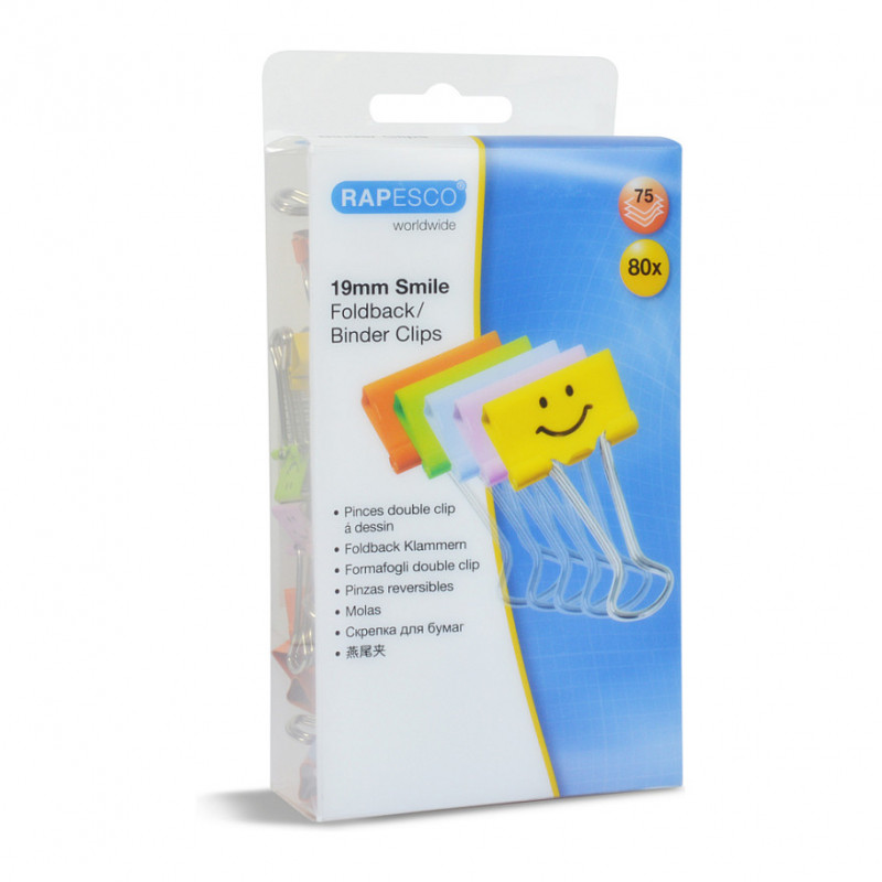 RAPESCO® Foldback-Klammern farbig sortiert 1,9 cm