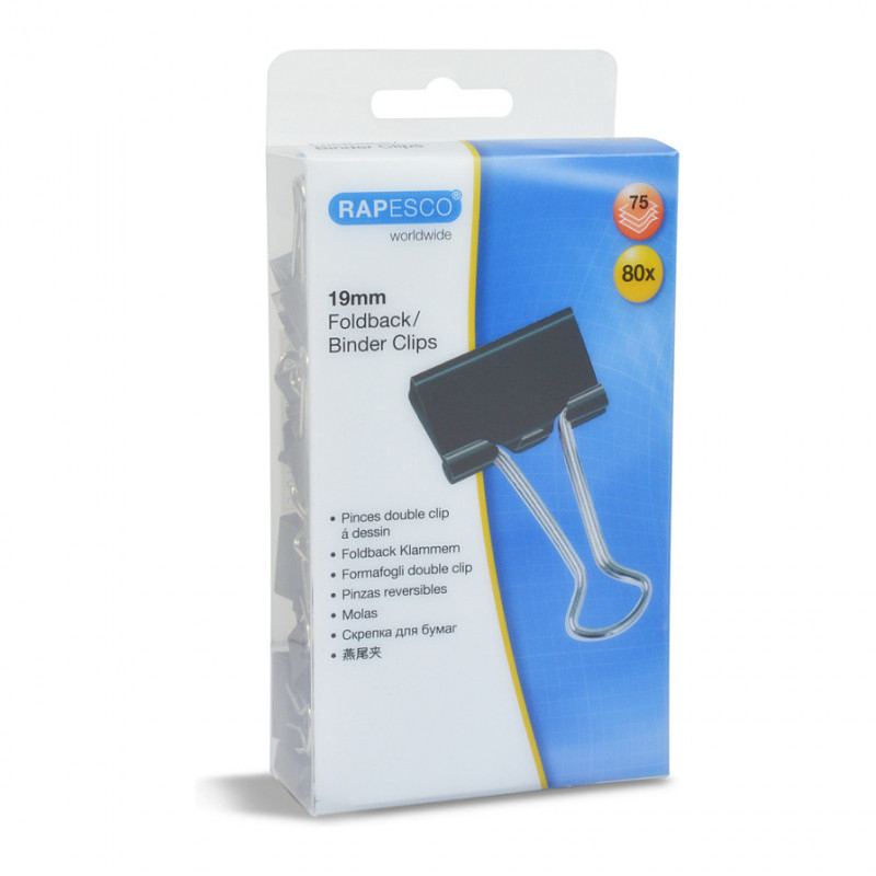 RAPESCO Foldback-Klammern 1,9 cm, Schwarz