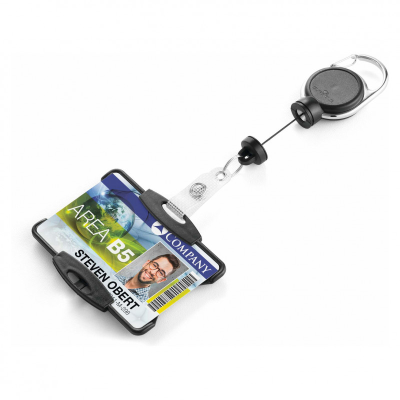 DURABLE Ausweishalter mit Yo-Yo EXTRA STARK für 1 Karte, Schwarz (868901)