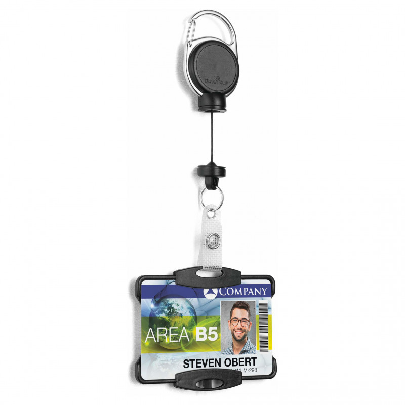 DURABLE Ausweishalter mit Yo-Yo EXTRA STARK für 1 Karte, Schwarz (868901)