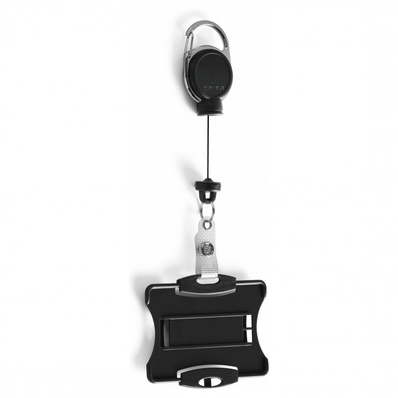 DURABLE Ausweishalter mit Yo-Yo EXTRA STARK für 1 Karte, Schwarz (868901)