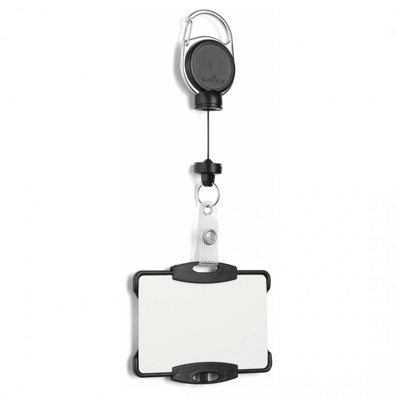 DURABLE Ausweishalter mit Yo-Yo EXTRA STARK für 1 Karte, Schwarz (868901)