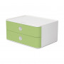 HAN 1120-80 A5 Schubladenbox, 2 Schubladen, Grün/Weiß, 26,0 x 19,5 x 12,5 cm