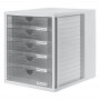 HAN 1450-63 DIN C4 Schubladenbox, 5 geschlossene Schubladen, transparent hellgrau, 27,5 x 33,0 x 32,0 cm