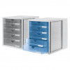 HAN 1450-63 DIN C4 Schubladenbox, 5 geschlossene Schubladen, transparent hellgrau, 27,5 x 33,0 x 32,0 cm