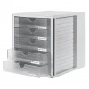 HAN 1450-63 DIN C4 Schubladenbox, 5 geschlossene Schubladen, transparent hellgrau, 27,5 x 33,0 x 32,0 cm