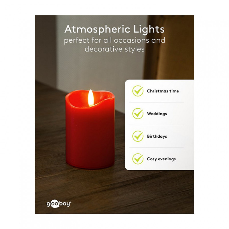 Goobay LED-Wachskerzen, 10 cm, rot