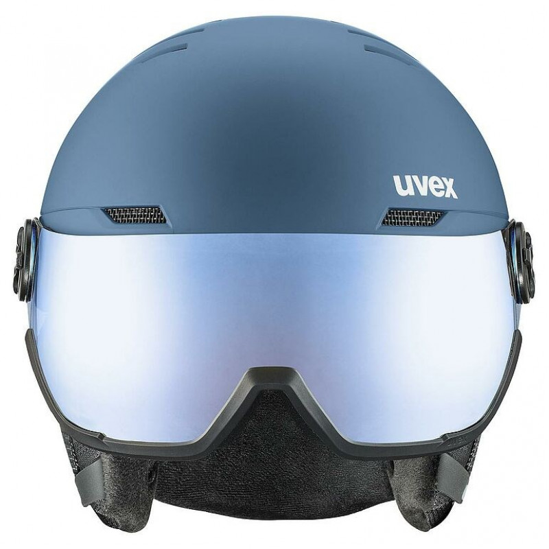 UVEX Wanted Visor Skihelm, Stein/Blau, 58-61