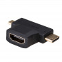 Akyga AK-AD-23 HDMI (F) auf Mini HDMI (M) / Micro HDMI (M) Adapter, Schwarz