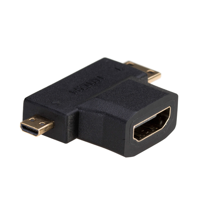 Akyga AK-AD-23 HDMI (F) auf Mini HDMI (M) / Micro HDMI (M) Adapter, Schwarz