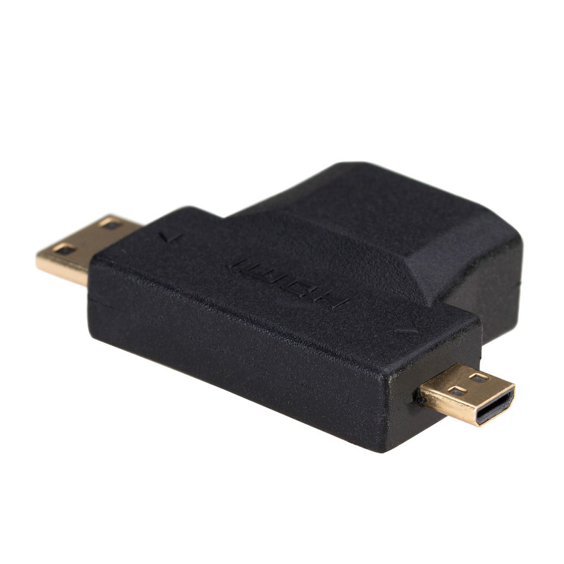 Akyga AK-AD-23 HDMI (F) auf Mini HDMI (M) / Micro HDMI (M) Adapter, Schwarz