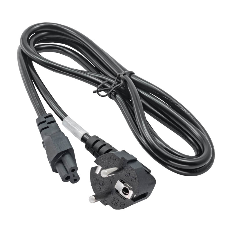 Akyga AK-NB-01A Notebook-Netzkabel CEE 7/7 auf IEC C5 (Kleeblatt), 3x 0,5 mm², 1,5 m, Schwarz