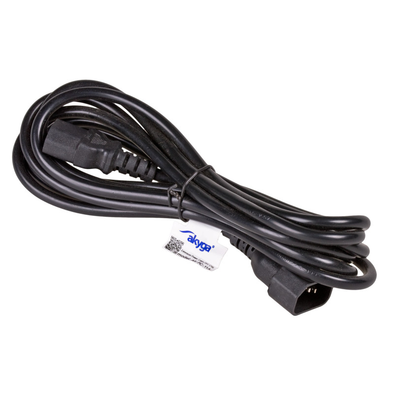 Akyga AK-PC-11A Strom-Verlängerungskabel IEC C14 auf IEC C13, CCA 3x0,5 mm², 5 m, Schwarz