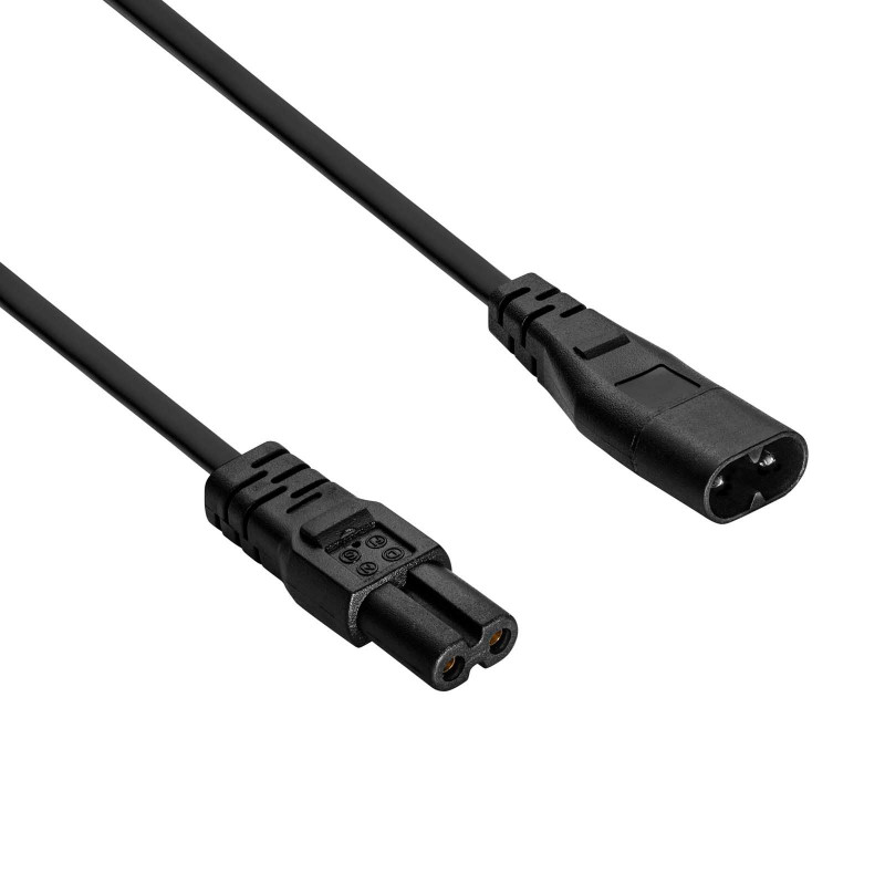 Akyga AK-RD-08A IEC C8 auf IEC C7 Stromverlängerungskabel, 2x 0,5 mm², 1,5 m, Schwarz