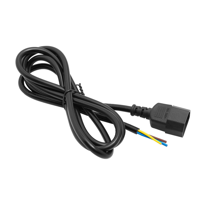Akyga AK-OT-09C IEC C14 Netzkabel mit offenem Ende, 3x 1 mm² Kupfer, 1,8 m, Schwarz