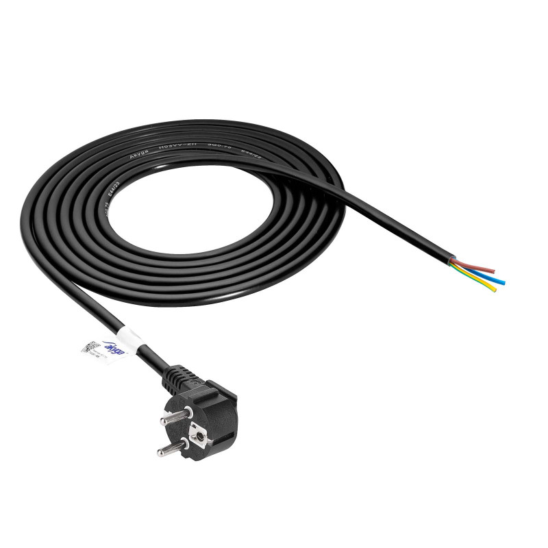 Akyga AK-OT-01S CEE 7/7 Netzkabel mit offenem Ende, 3x 1,5 mm² Kupfer, 1,5 m, Schwarz