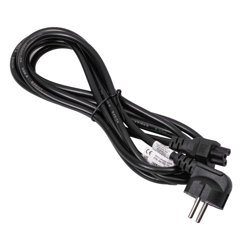 Akyga AK-NB-10C Notebook-Netzkabel CEE 7/7 auf IEC C5, 3x 0,75 mm² Kupfer, 3 m, Schwarz