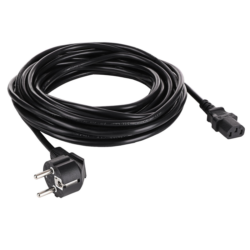 Akyga AK-PC-06S Netzkabel CEE 7/7 (Schuko) auf IEC C13, Kupfer 3 x 1,5 mm², 3 m, Schwarz