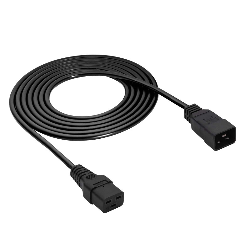 Akyga AK-UP-03S Server-Netzverlängerungskabel IEC C20 auf IEC C19, Kupfer 3 x 1,5 mm², 16 A, 1,8 m, Schwarz