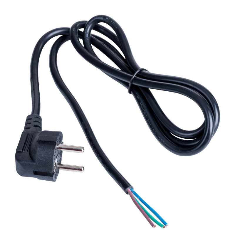 Akyga AK-OT-01C Netzkabel mit offenem Ende CEE 7/7 (Schuko), Kupfer 3 x 0,75 mm², 1,5 m, Schwarz