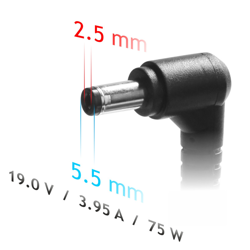 Akyga AK-ND-02 Notebook-Netzteil 19 V / 3,95 A, 75 W, 5,5 x 2,5 mm, 1,2 m, für ASUS / Toshiba / Lenovo