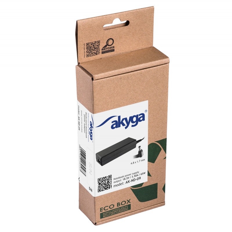 Akyga AK-ND-09 Notebook-Netzteil 18,5 V, 65 W, 4,8 x 1,7 mm, 1,2 m, für HP