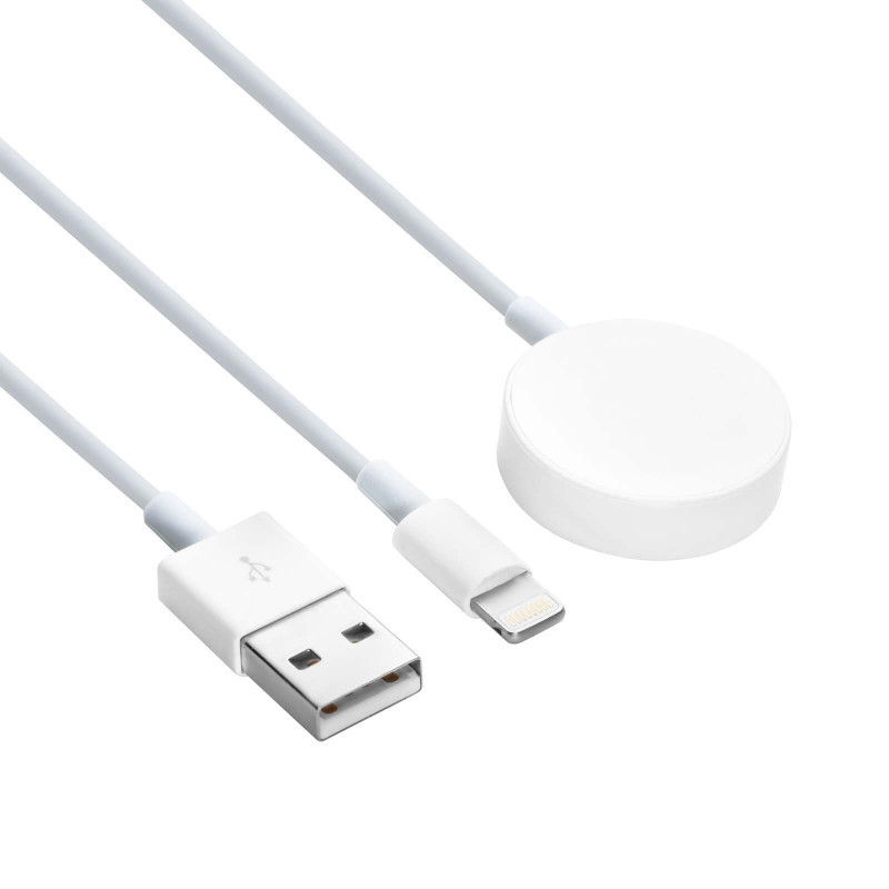 Akyga AK-SW-43 Ladekabel für Apple Watch Ultra 2 / Series 9/8/7/6/5/4/3/2/1 mit Lightning-Anschluss, USB, 1 m, weiß