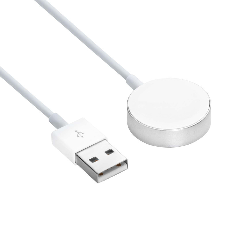 Akyga AK-SW-44 Ladekabel für Apple Watch Ultra 2 / Series 9/8/7/6/5/4/3/2/1, Aluminiumlegierung, USB, 1 m, weiß