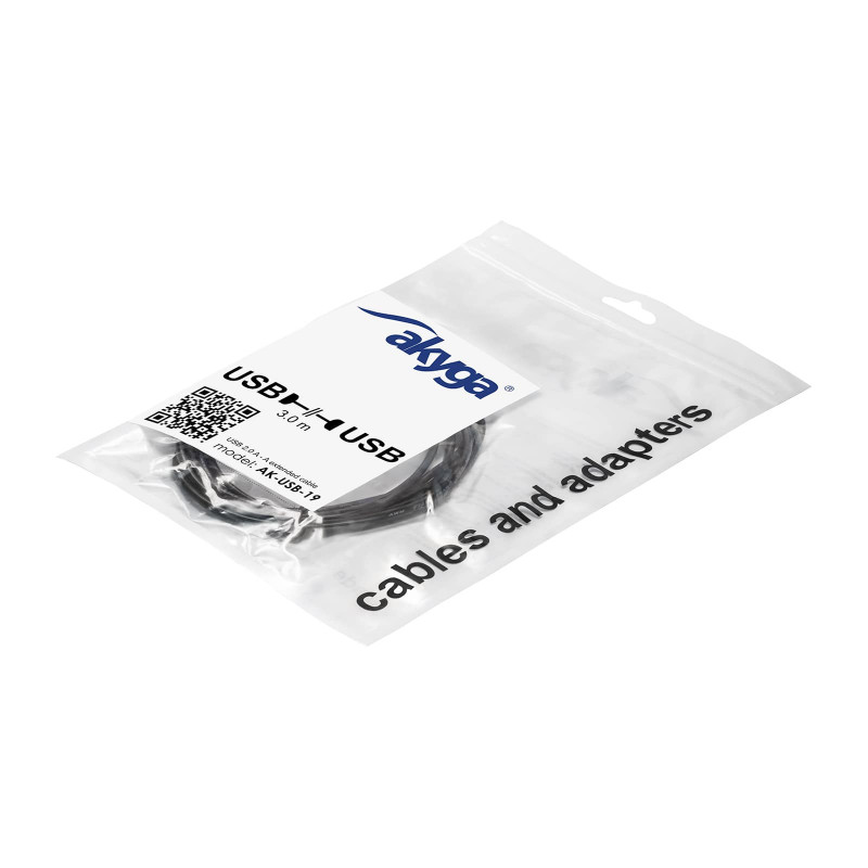 Akyga AK-USB-19 USB 2.0 Verlängerungskabel USB-A (M) auf USB-A (F), 3 m, Schwarz