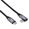 Akyga AK-USB-54 geflochtenes USB-C-auf-USB-C-Kabel mit gewinkeltem Stecker, USB 2.0, 60 W, 1 m, Schwarz