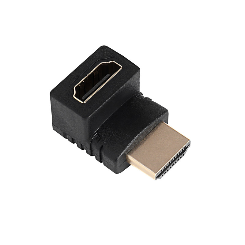 Akyga AK-AD-70 HDMI-Adapter Stecker auf Buchse, 90° nach oben gewinkelt, HDMI 1.4, 4K, Schwarz