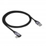 Akyga AK-USB-74 USB-A auf gewinkeltes USB-C geflochtenes Kabel, USB 2.0, 60 W, 1 m, Schwarz