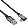 Akyga AK-USB-74 USB-A auf gewinkeltes USB-C geflochtenes Kabel, USB 2.0, 60 W, 1 m, Schwarz