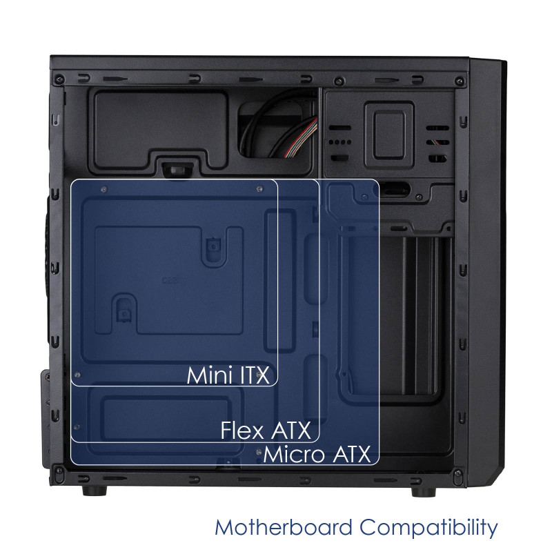 Akyga AK17BK Micro-ATX-Tower-Gehäuse, 2x USB 3.0, ohne Netzteil, Schwarz