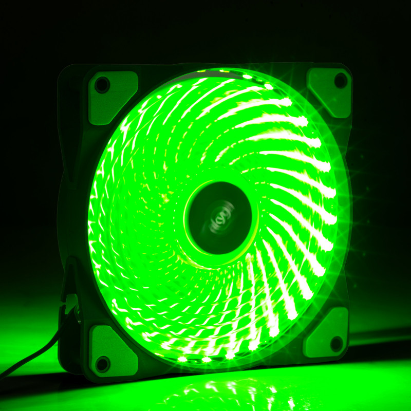 Akyga AW-12E-BG 120 mm Gehäuselüfter, 33 grüne LEDs, Molex, Schwarz