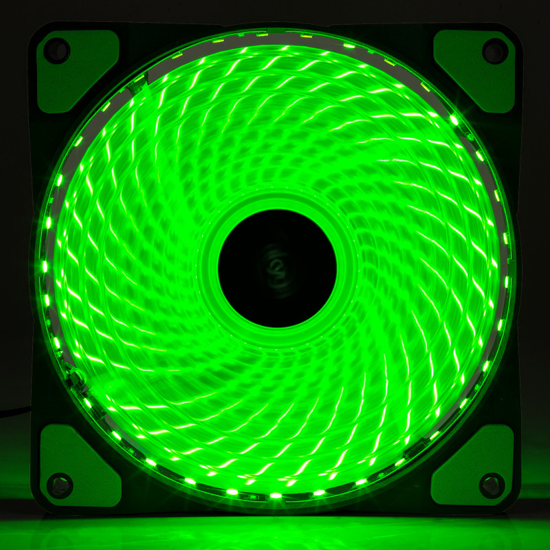 Akyga AW-12E-BG 120 mm Gehäuselüfter, 33 grüne LEDs, Molex, Schwarz