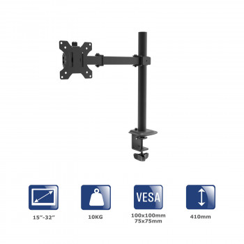 Akyga AK-MB-01 Tisch-Monitorarm für einen Monitor, 15-32", bis 10 kg, VESA 75/100, Schwarz