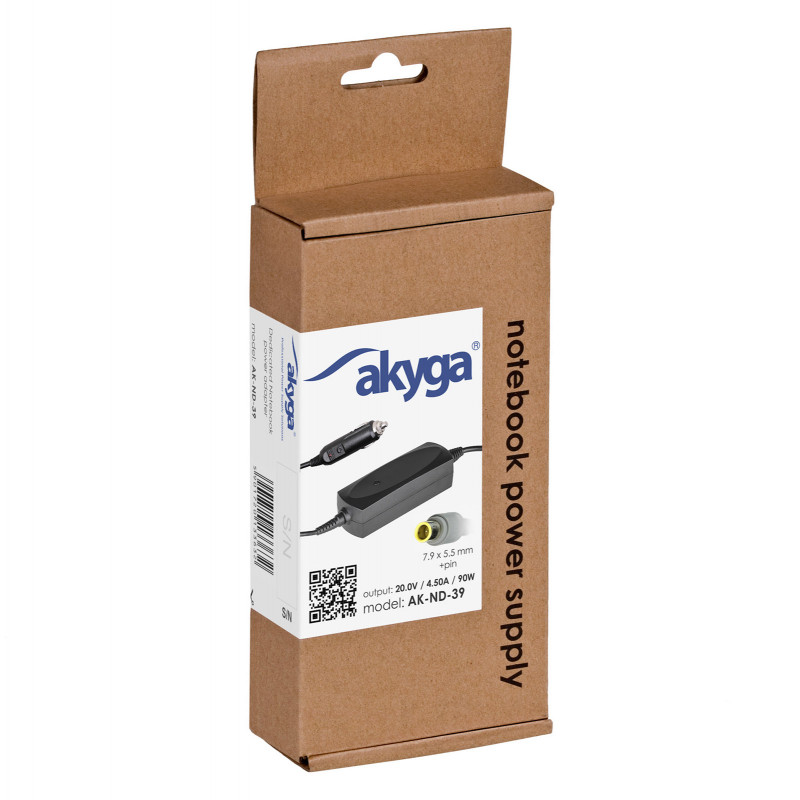 Akyga AK-ND-39 Kfz-Notebook-Netzteil 20 V / 4,5 A, 90 W, 7,9 x 5,5 mm + Pin, für Lenovo