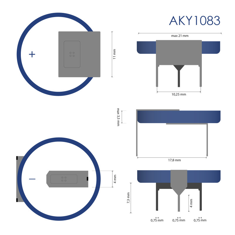 Akyga AKY1106 CR2032 HP3B Lithium-Batterie 3 V 210 mAh mit 3 Pins, 15,2 mm Rastermaß (THT)