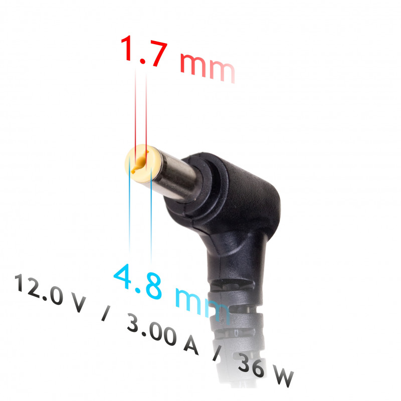 Akyga AK-ND-49 Notebook-Netzteil 12 V / 3,0 A, 36 W, 4,8 x 1,7 mm, 1,2 m, für ASUS