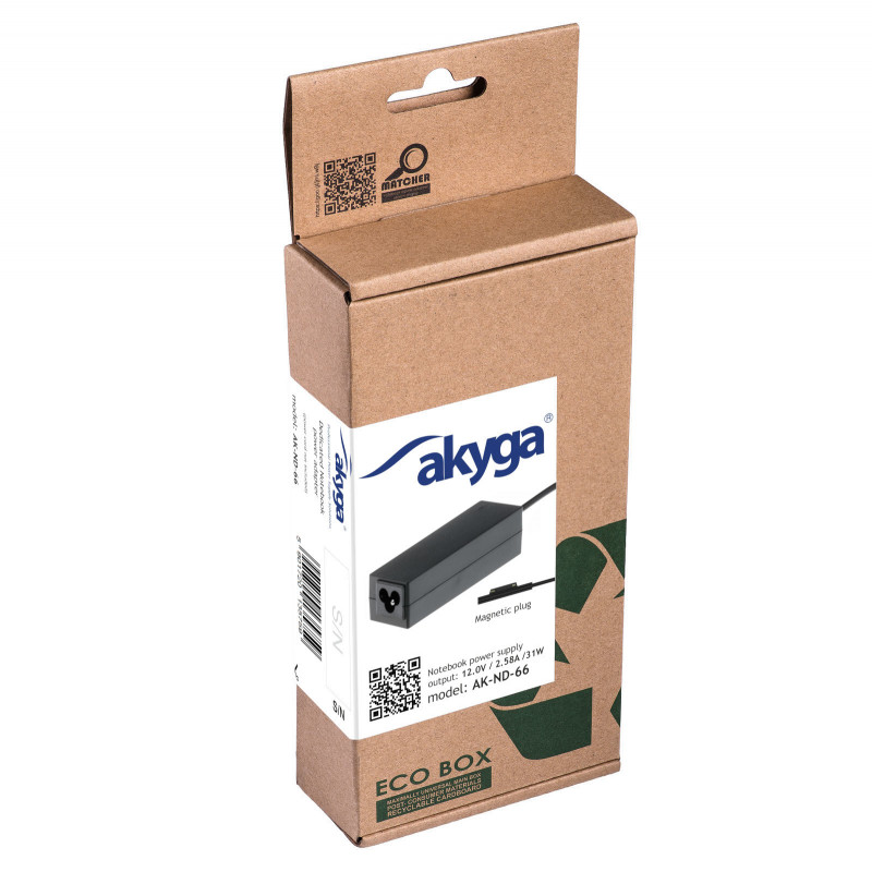 Akyga AK-ND-66 Notebook-Netzteil 12 V / 2,58 A, 31 W, Surface Connect, 1,2 m, für Microsoft Surface Pro 3 / Pro 4