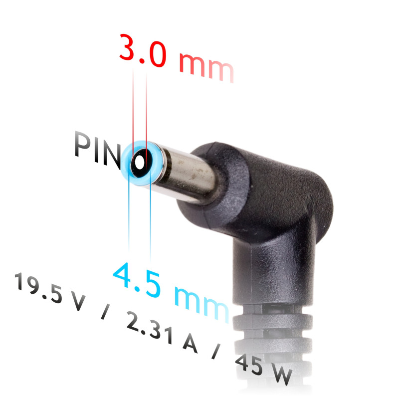 Akyga AK-ND-69 Notebook-Netzteil 19,5 V / 2,31 A, 45 W, 4,5 x 3,0 mm + Pin, 1,2 m, für HP