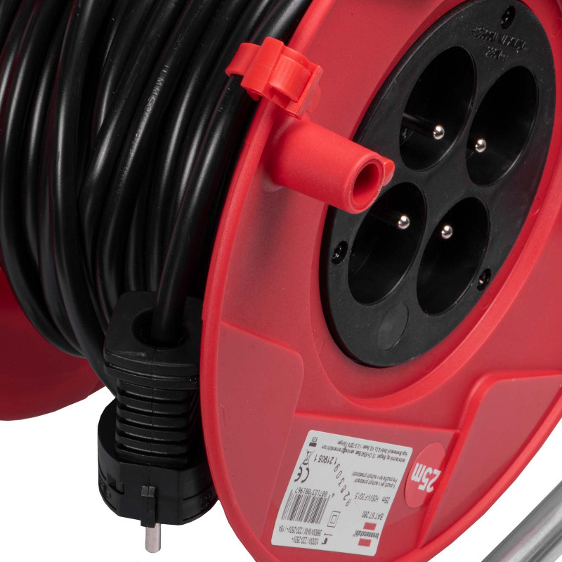 Brennenstuhl Akyga AK-CR-08 Kabeltrommel, 4 Steckdosen, IP20, 25 m, Rot