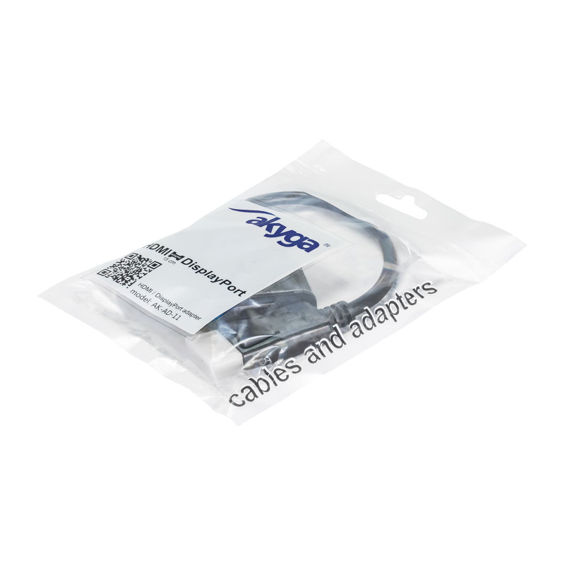 Akyga AK-AD-11 Konverter-Adapter mit Kabel DisplayPort Stecker auf HDMI Buchse, 15 cm, Schwarz