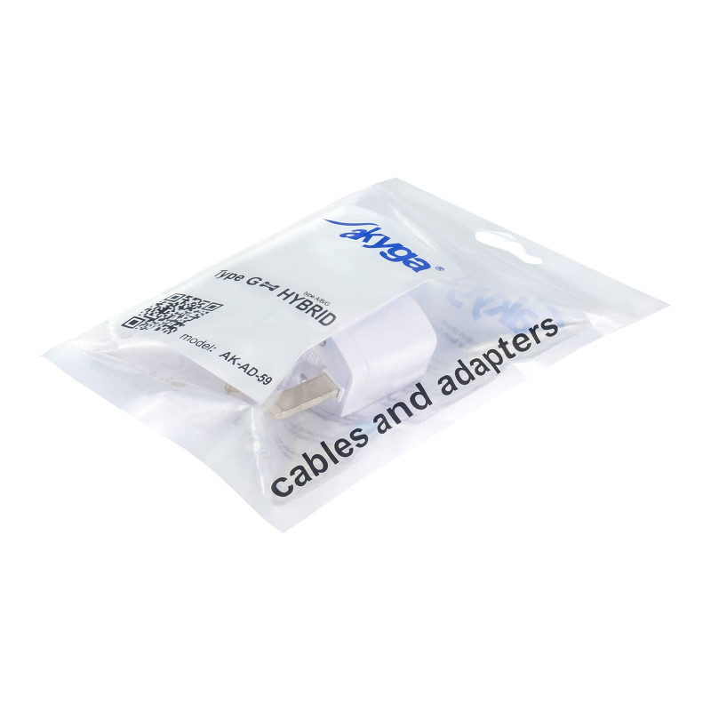 Akyga AK-AD-59 Reisestecker-Adapter US / AU / EU auf UK, 250 V, 10 A, Weiß