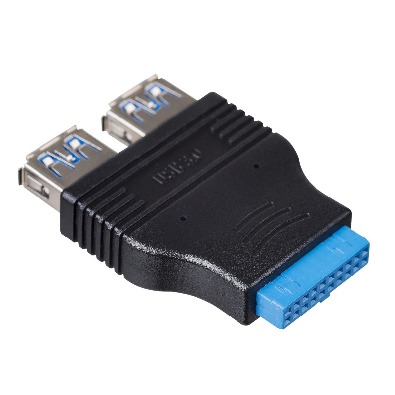 Akyga AK-CA-58 Interner USB 3.0 19-Pin-Header (F) zu 2x USB-A 3.0 (F) Adapter